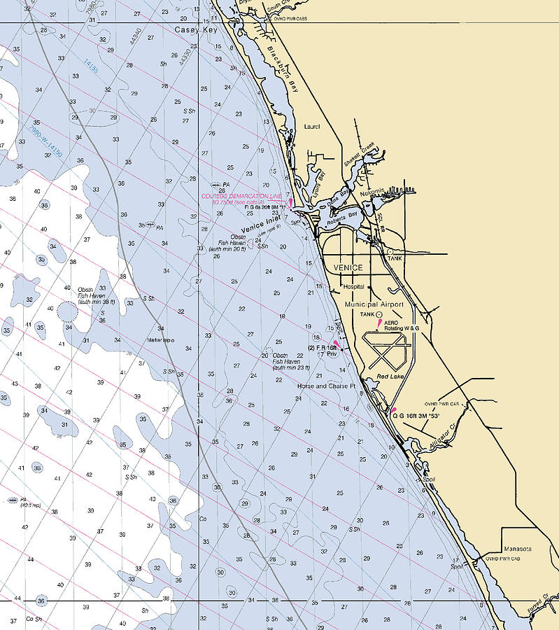 Venice-florida Nautical Chart Mixed Media by Bret Johnstad - Fine Art ...