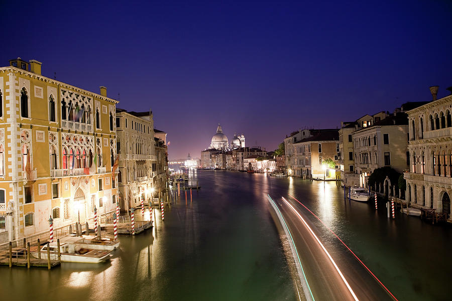 Venice Grand Canal At Night, Venezia Photograph by Carterdayne