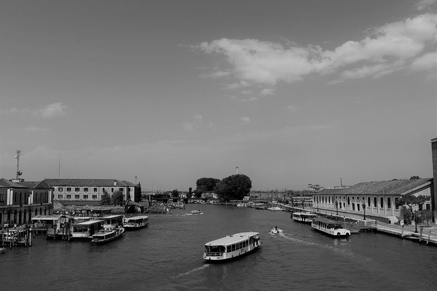 Venice Grand Canal Landscape bw Photograph by Loretta S
