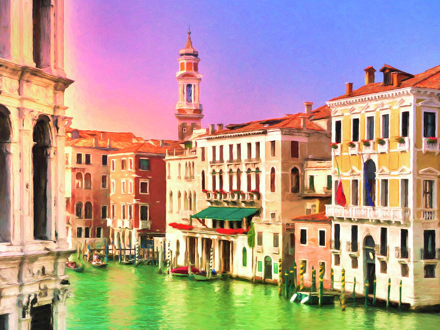Venice Grand Canal Near Rialto Bridge Painting by Dominic Piperata