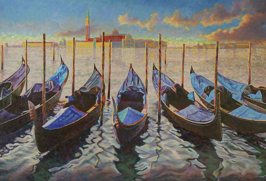 Venice in the morning Painting by Abel DeLaRosa