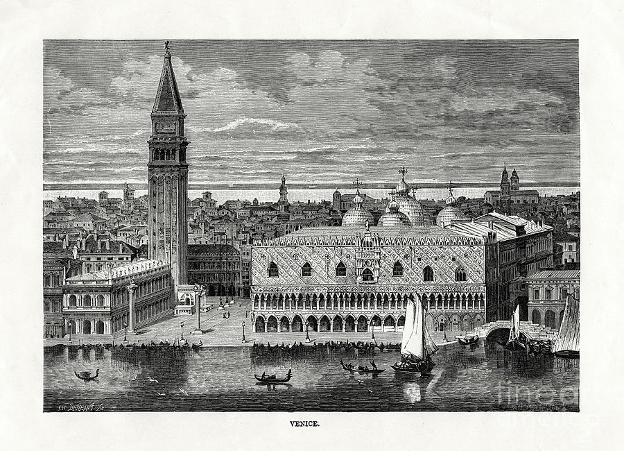 Venice, Italy, 1879. Artist Charles Drawing by Print Collector