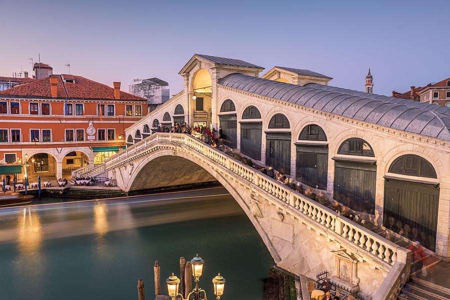 Architecture Photograph - Venice, Italy At The Rialto Bridge by Sean Pavone