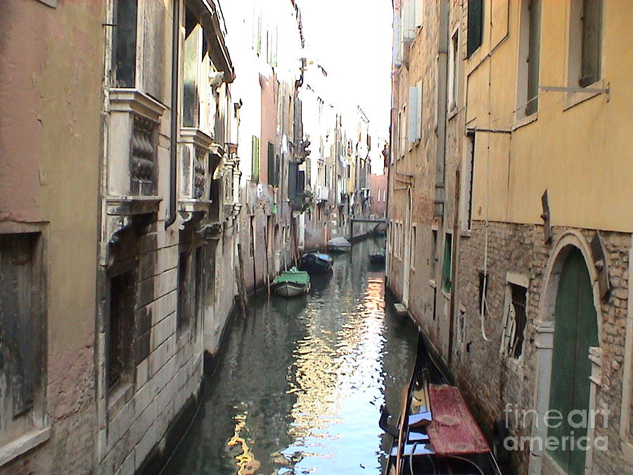 Venice Italy Canal Water Way Gondolas Panoramic View Photograph by John Shiron