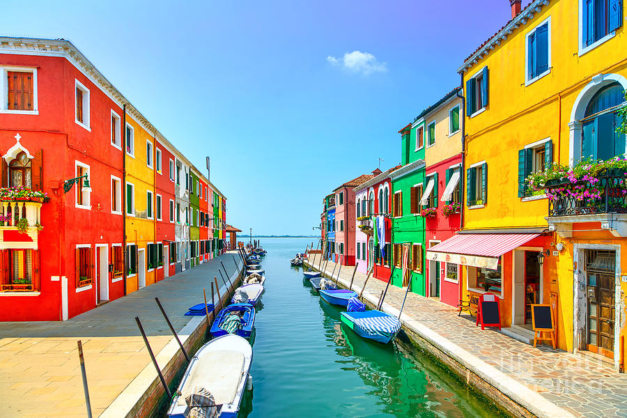 Panoramic Photograph - Venice Landmark Burano Island Canal by Stevanzz Panoramic Photograph - Venice Landmark Burano Island Canal by Stevanzz