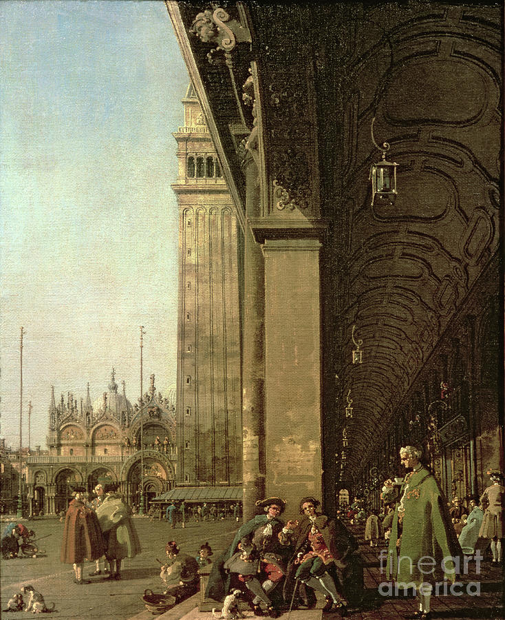 Venice: Piazza Di San Marco And The Colonnade Of The Procuratie Nuove, C.1756 Painting by Canaletto
