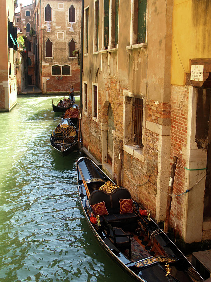 Venice side canal with gondolas Photograph by Michael Collins - Fine ...