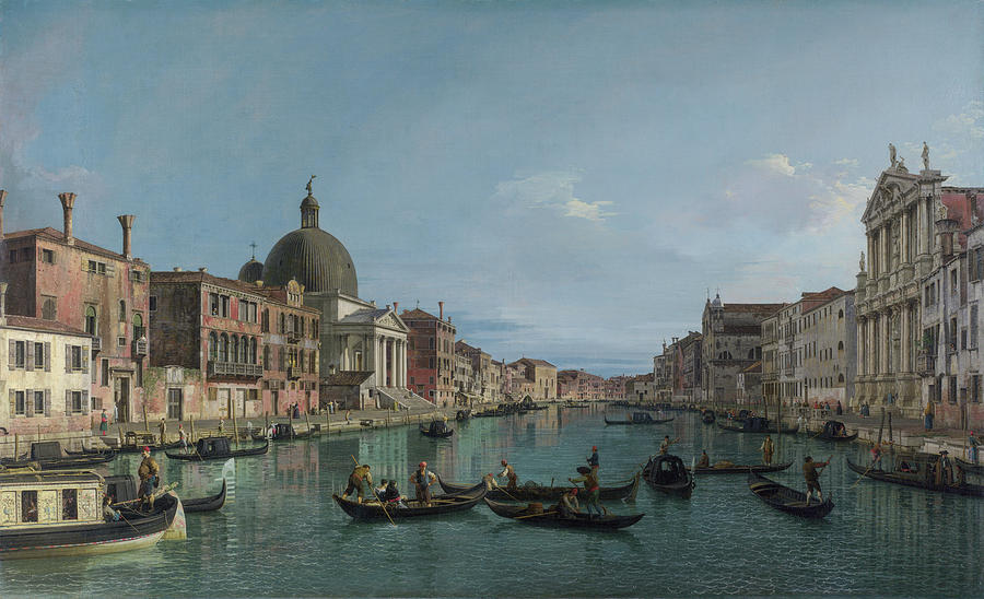 Canaletto Painting - Venice - The Grand Canal with S. Simeone Piccolo by Canaletto