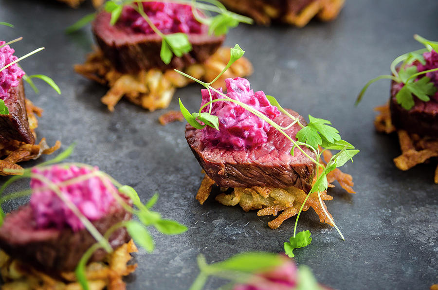 Venison Rostis With Beetroot Salad Photograph by Giulia Verdinelli Photography