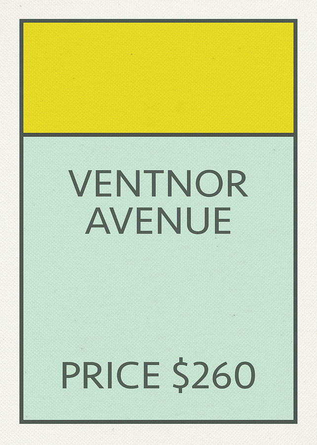 Vintage Mixed Media - Ventnor Avenue Vintage Retro Monopoly Board Game Card by Design Turnpike