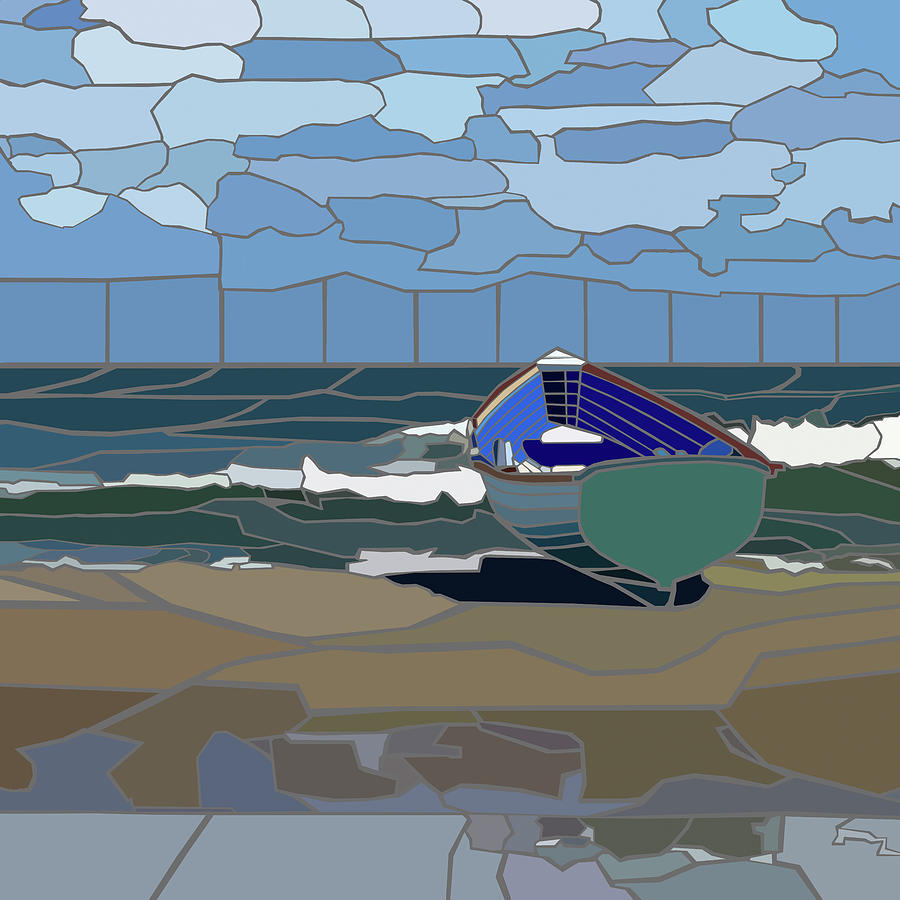 Boat Painting - Ventnor City Beach Scene by Jonathan Mandell