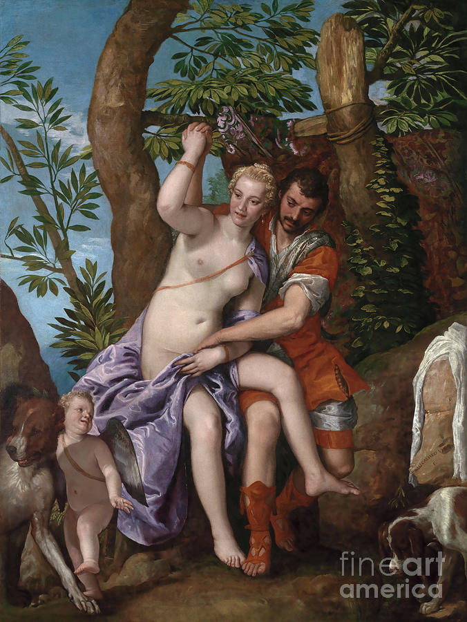 Venus And Adonis By Veronese Painting by Veronese