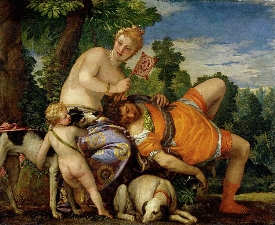 Animal Painting - Venus and Adonis, ca. 1580, Italian School, Oil on canvas, 162 cm x 191 cm, P... by Paolo Veronese -1528-1588-