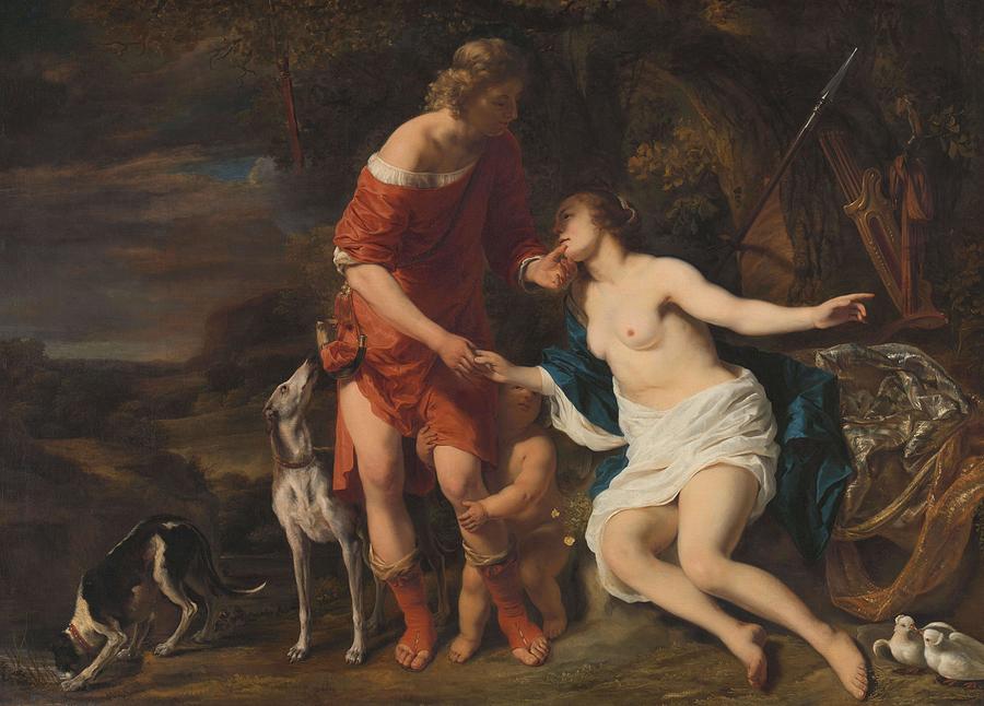 Venus and Adonis. Painting by Ferdinand Bol -mentioned on object-