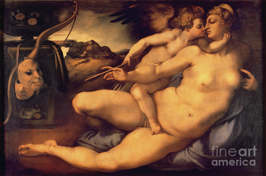 Venus And Cupid, 1533 Painting by Jacopo Pontormo