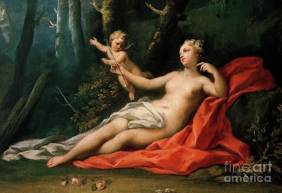 Venus And Cupid by Jacopo Amigoni Painting by Jacopo Amigoni