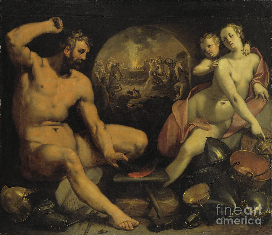 Venus And Vulcan, 1590 Painting by Cornelis Cornelisz. Van Haarlem