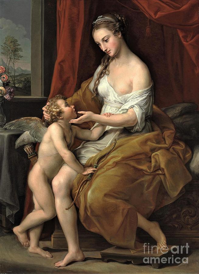 Venus caressing Cupid Painting by Thea Recuerdo