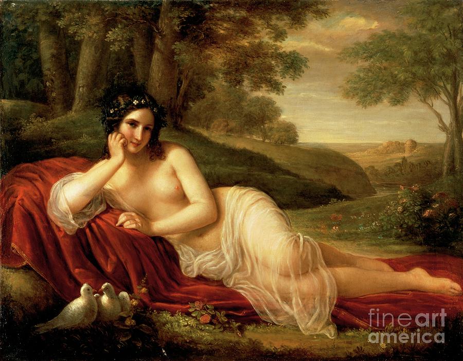 Venus Laying Down By Natale Schiavoni Painting by Natale Schiavoni