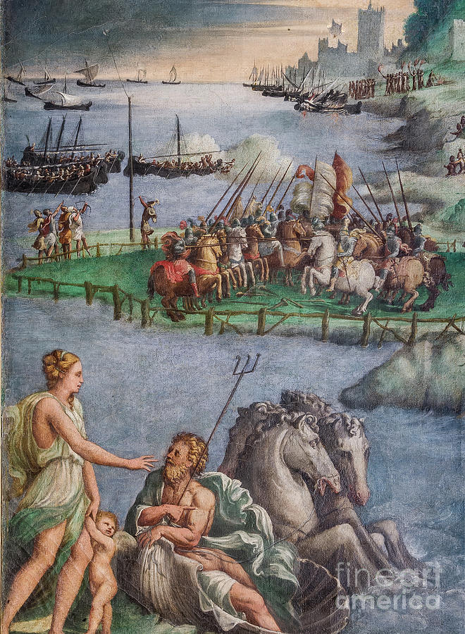 Venus Prays Neptune To Protect Aeneas Ships,from Aeneid Canto V, Detail Of 2384655 Painting by Nicolo Dell Abate