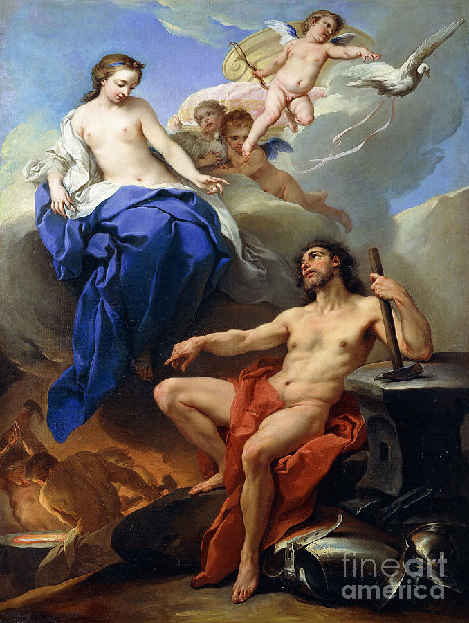 Carle Van Loo Painting - Venus Requesting Vulcan To Make Arms For Aeneas by Carle Van Loo