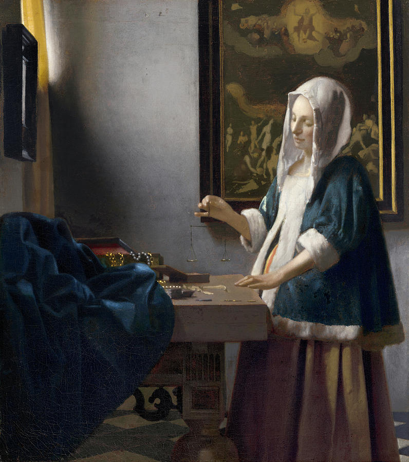 Woman Holding a Balance, C1664 Painting by Johannes Vermeer