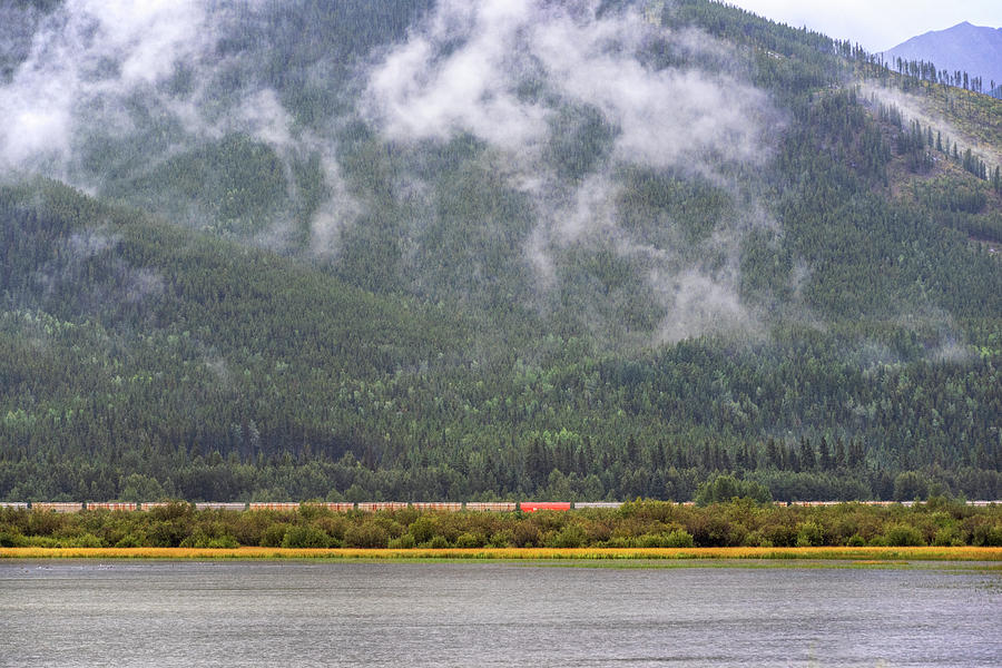 Vermillion Lake Long Train Banff Alberta Canada Photograph by Toby McGuire
