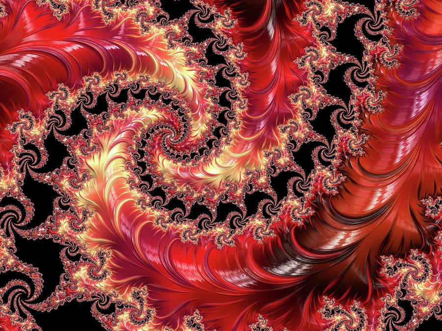 Vermillion Swirl Abstract Mixed Media