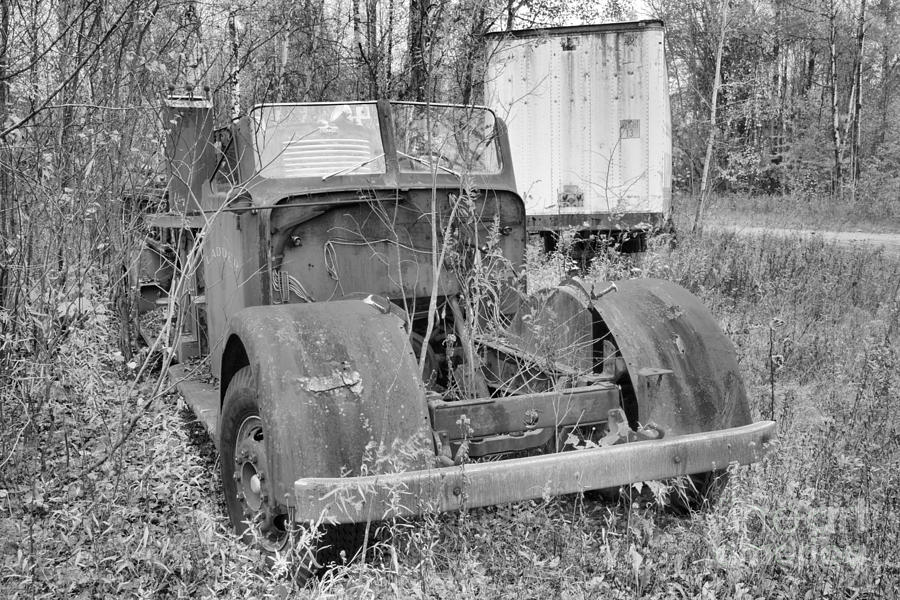 Vermont Antique Fire Truck Black And White Photograph by Adam Jewell