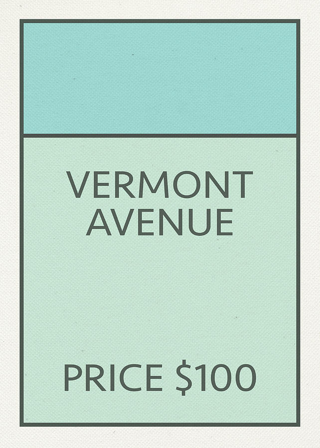 Vintage Mixed Media - Vermont Avenue Vintage Retro Monopoly Board Game Card by Design Turnpike