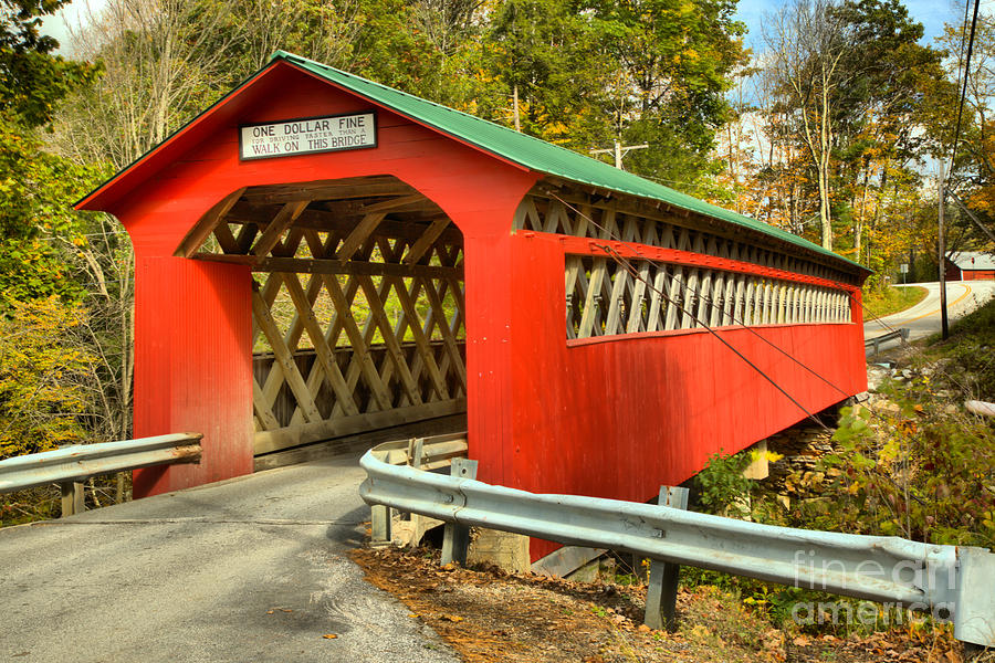 Bridge Photograph - Vermont Chiselville Covered Bridge by Adam Jewell