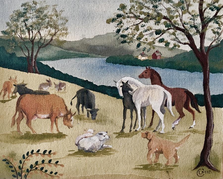 Vermont Farm Animals Painting by Lisa Curry Mair
