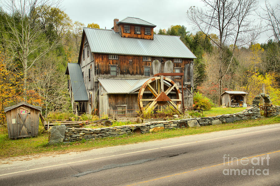 Vermont Grist Mill By The Road Photograph by Adam Jewell