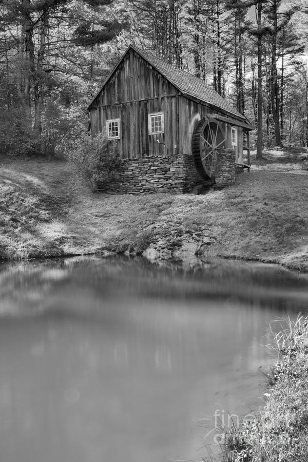 Vermont Grist Mill Portrait Black And White Photograph by Adam Jewell