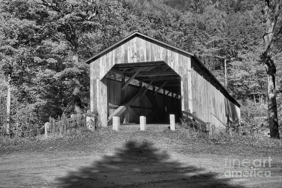 Vermont Scott Covered Bridge Black And White Photograph by Adam Jewell