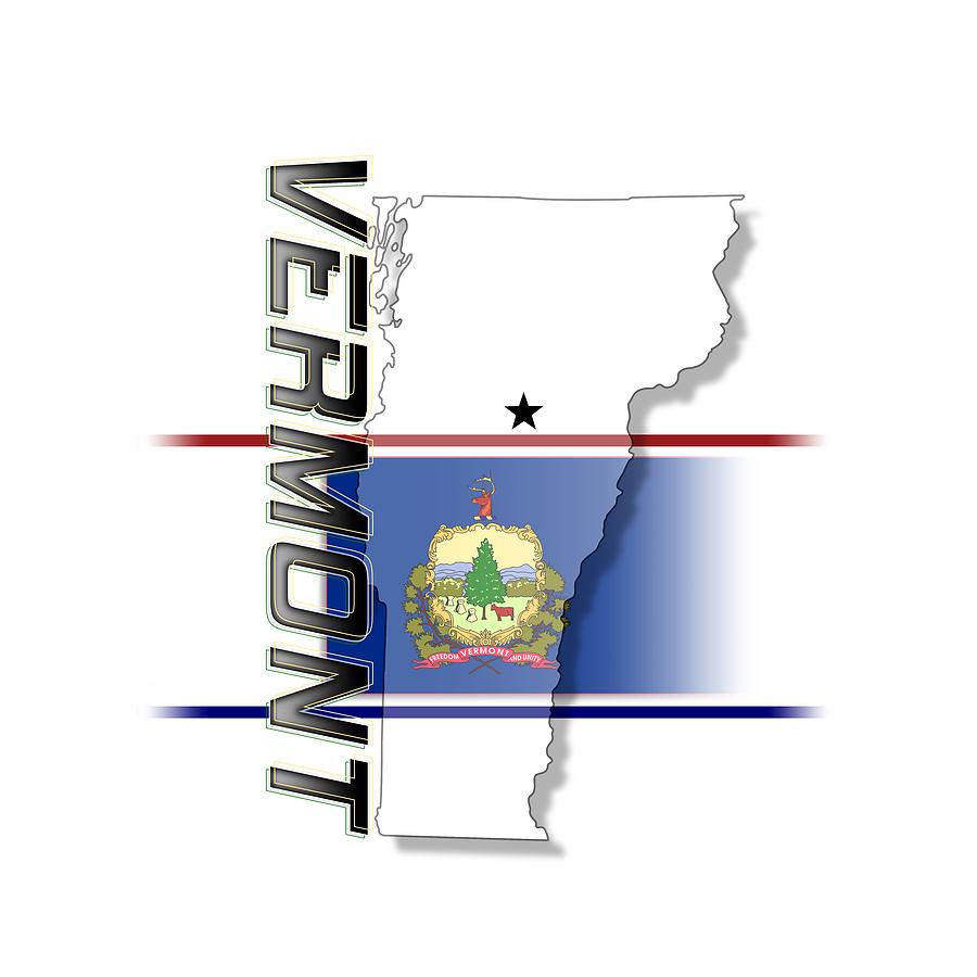 Flag Digital Art - Vermont State Vertical Print by Rick Bartrand