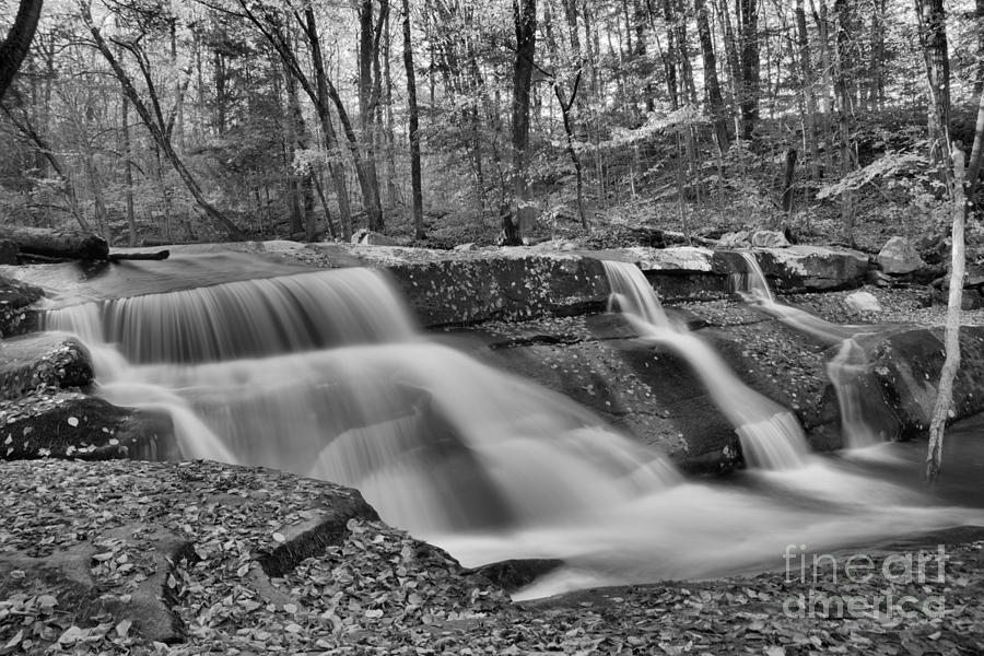Vermont Stickney Brook Falls Black And White Photograph by Adam Jewell