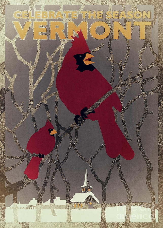 Vermont Winter Travel Poster Painting by Mindy Sommers