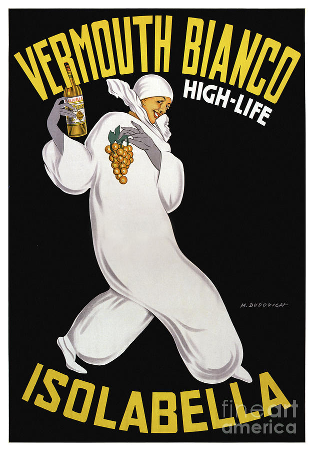 Mint Condition Vermouth Bianco Vintage Poster Restored Drawing