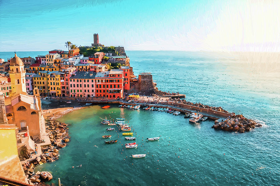 Vernazza Cinque Terre Italy - DWP1721001 Painting by Dean Wittle
