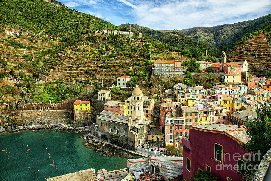 Vernazza Cinque Terre Town and Hills Above  Photograph by Wayne Moran