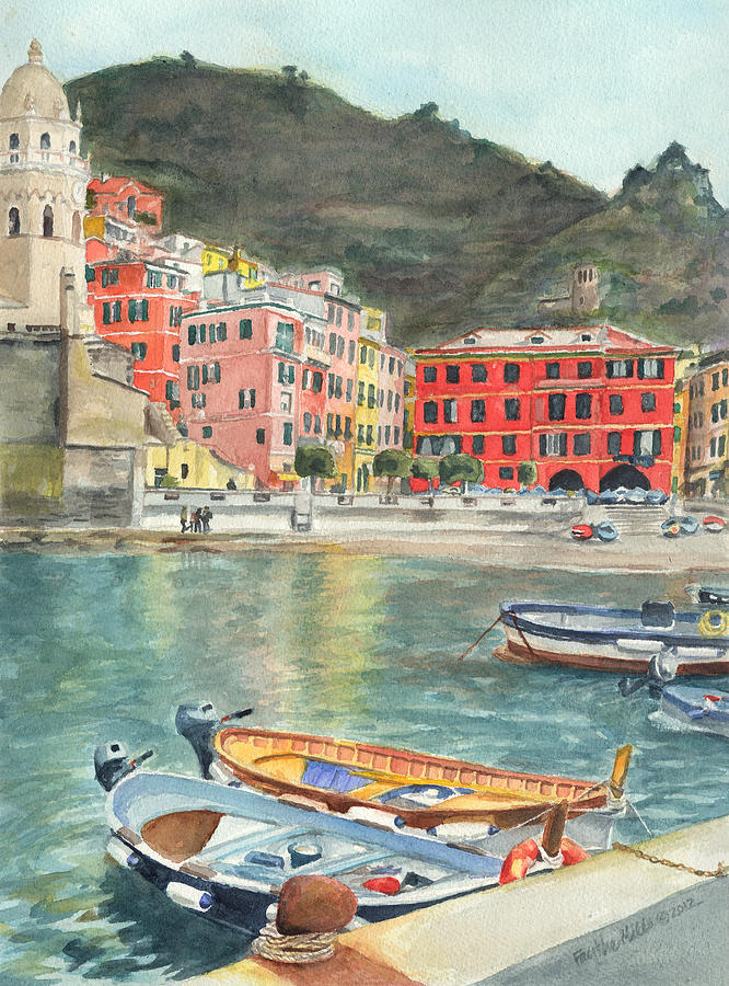 Vernazza Painting - Vernazza by Faythe Mills Vernazza Painting - Vernazza by Faythe Mills