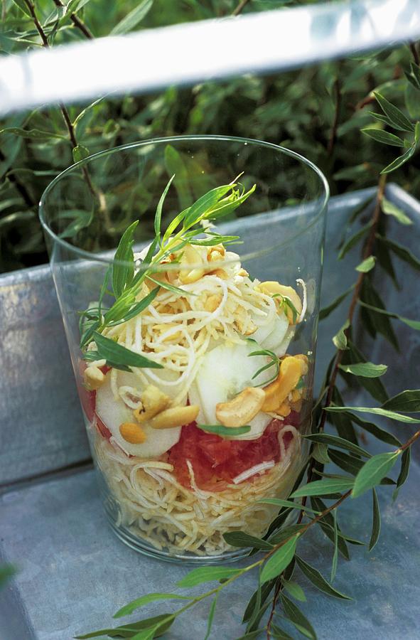 Verrine Of Celery With Cucumber,tomatoes And Cashew Nuts Photograph by Paquin