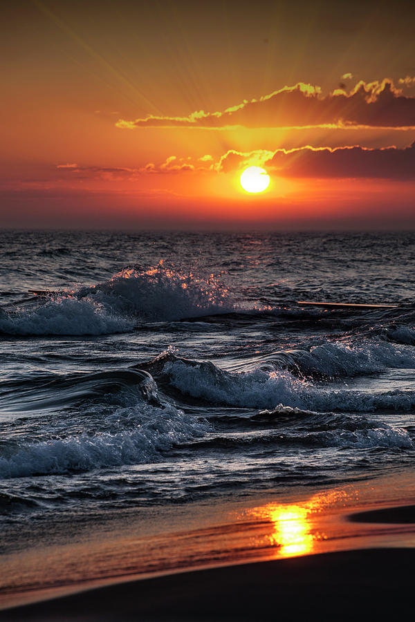 Vertical Photograph of a Lake Michigan Sunset Photograph by Randall Nyhof