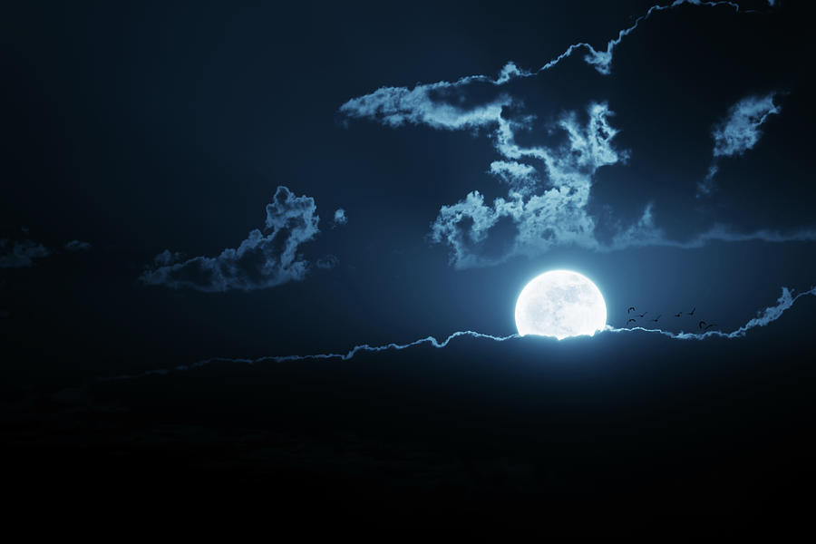 Very Bright Moonrise Over Cloud Bank Photograph by Ricardoreitmeyer