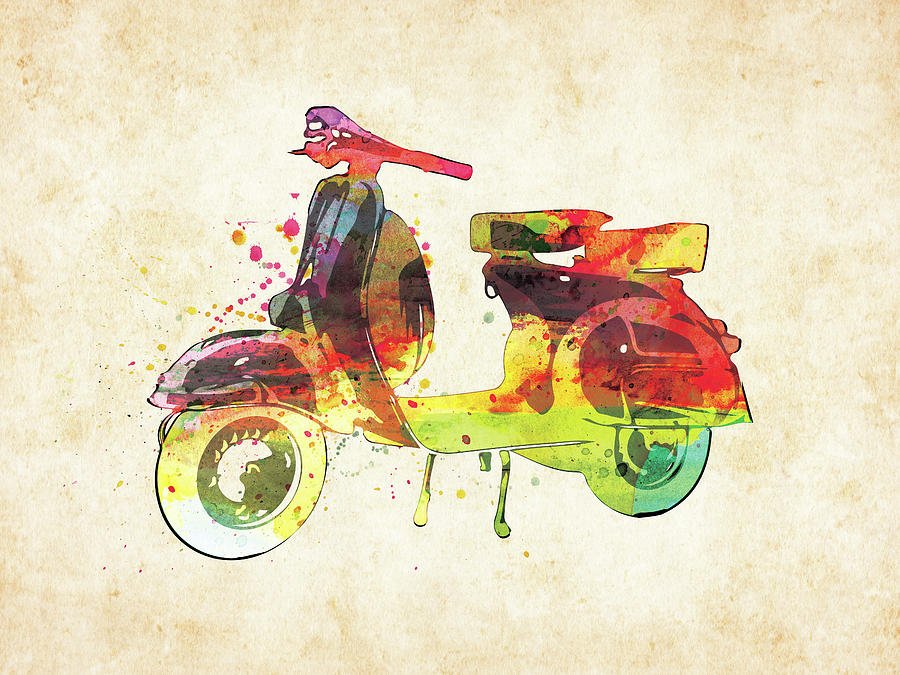 farvestof kapsel Parat Vespa retro scooter watercolor Digital Art by Mihaela Pater - Pixels
