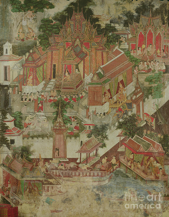 Thailand Painting - Vessantara Jataka, Wat Suwannaram, Thonburi, 1831 by Thai School
