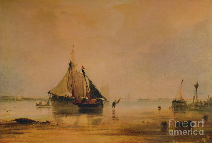 Vessels On Shore Near Southampton Circa Drawing by Print Collector