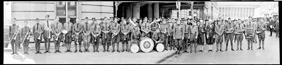 Black And White Photograph - Veterans Of Foreign Wars Band by Fred Schutz Collection