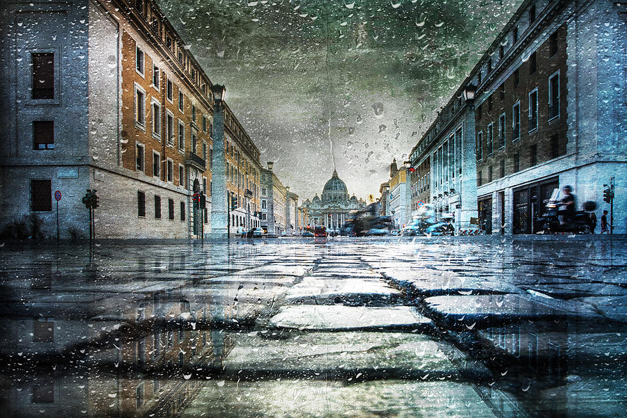 City Photograph - Via Della Conciliazione After The Rain by Nicodemo Quaglia